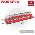 WORKPRO 3/8-Inch Magnetic Socket Organizer SAE Holds 26PCS Standard Deep Sockets