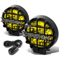 6" Round Bull Bar Fog Light Lamps Yellow Lens Black | Built Supply Co