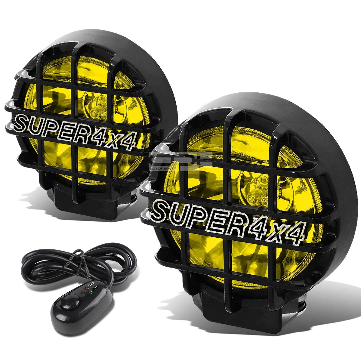 6" Round Bull Bar Fog Light Lamps Yellow Lens Black | Built Supply Co