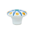 Boho Blue Blossom Flower Ceramic 1-15/32" Kitchen Cabinet Knob