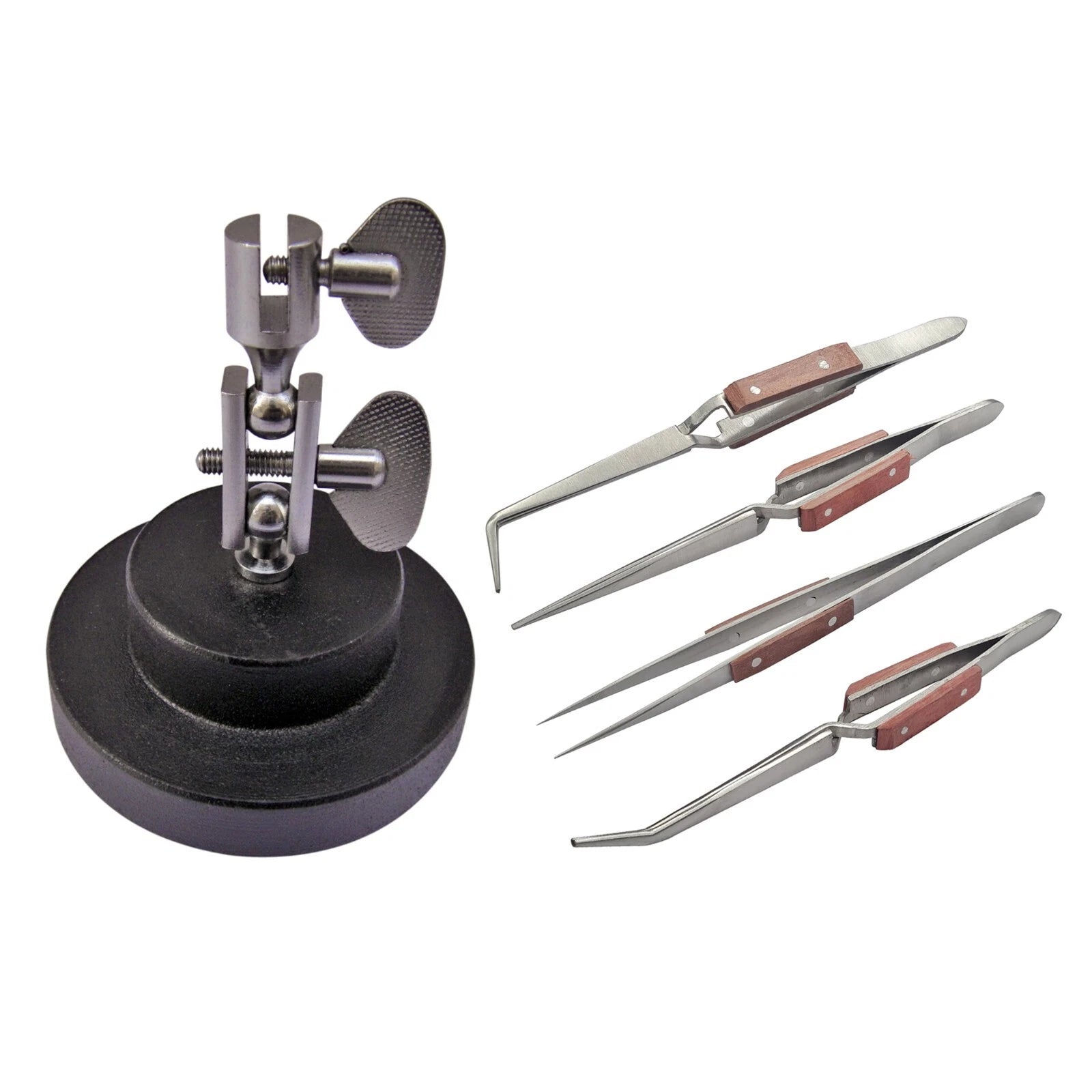 3rd Hand Base With Tweezers Jewelry Soldering Fiber Grip Cross