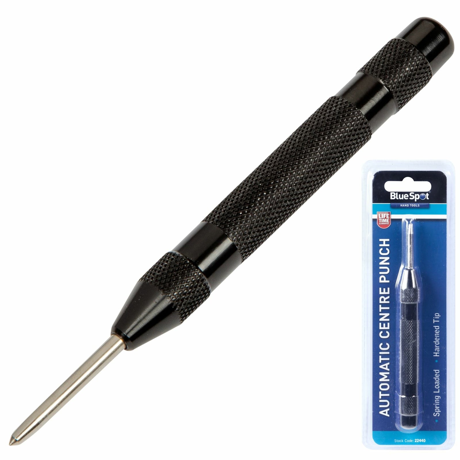 Bluespot Automatic Centre Punch Spring Loaded Metal Wood Dent Marker 5"/125mmOpe