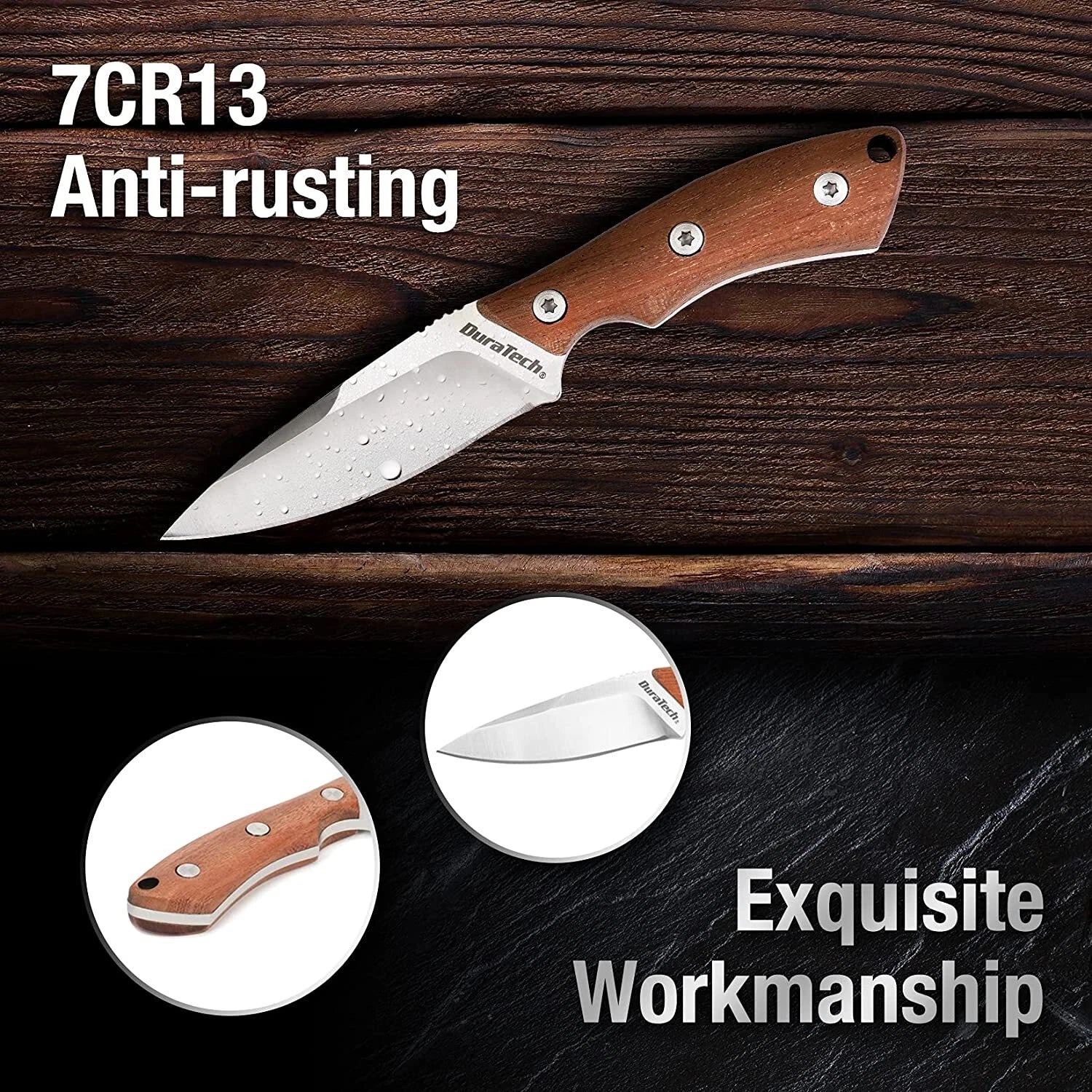 Duratech Knife Wood Handle W/molded Sheath