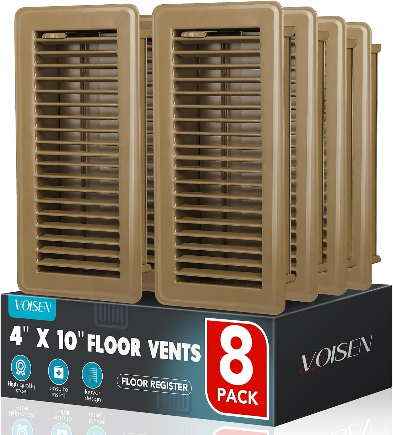 Floor Register 4X10, 8 Pack Brown Floor Register Vents,Heavy Duty