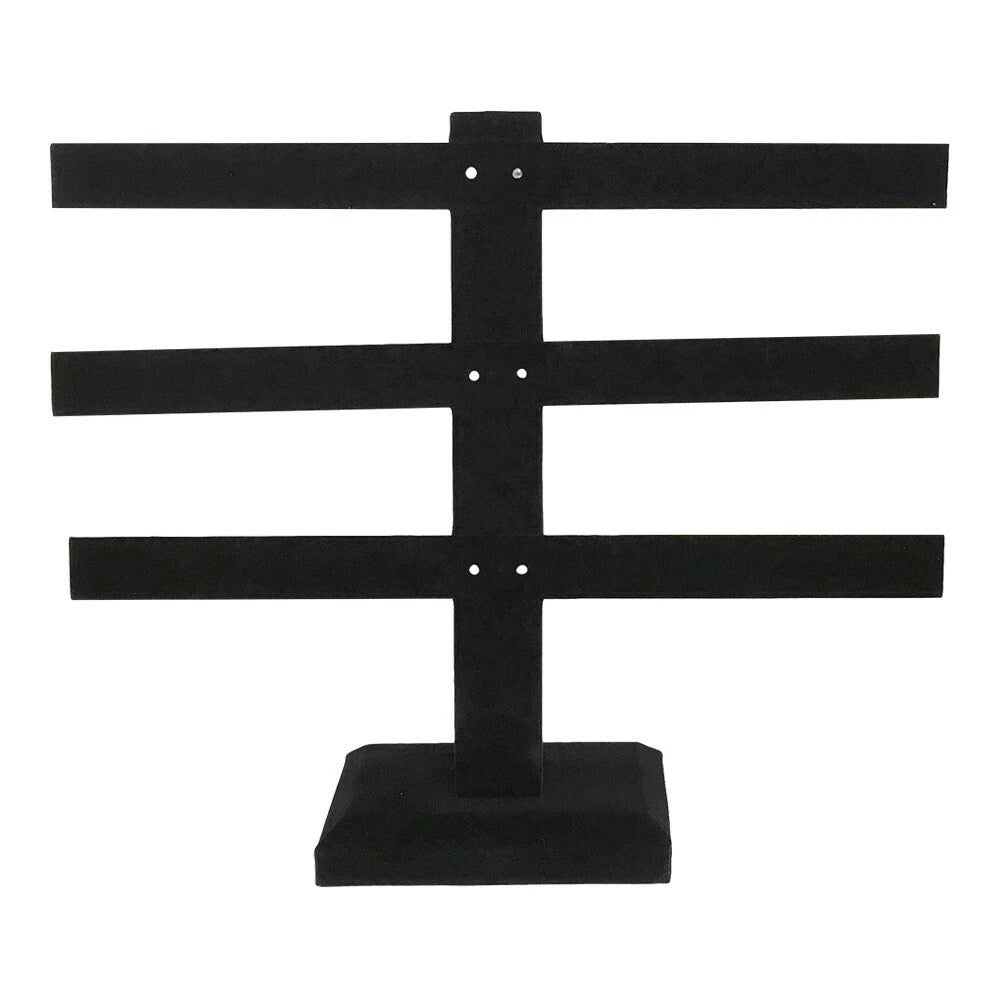 Black Velvet 3 Tier Earring Display Holder Stand 10 Inch X 9 Inch