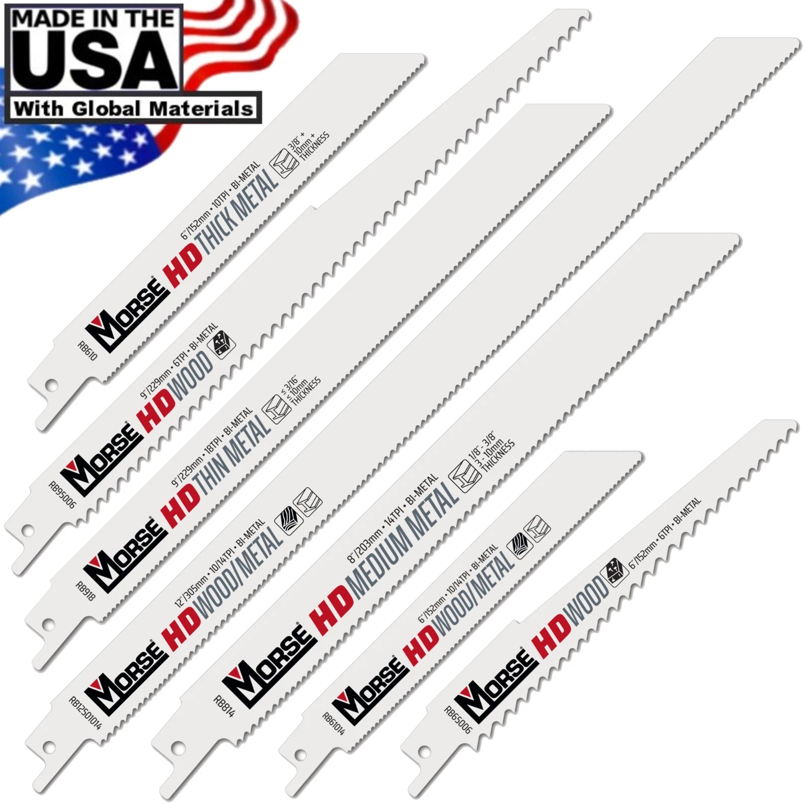 Morse Bi-metal Recip Saw Blades Wood Nail Metal Demo Usa Made