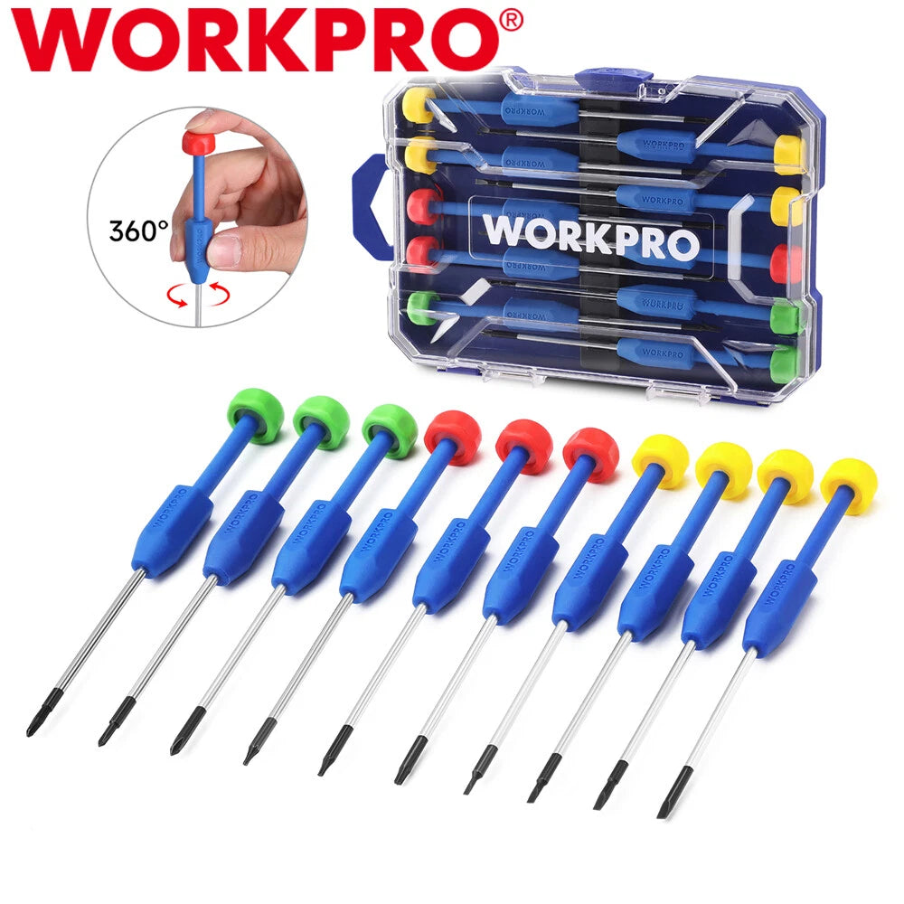 WORKPRO 10PCS Precision Screwdriver Sets Phillips Slotted Torx Star Screwdrivers
