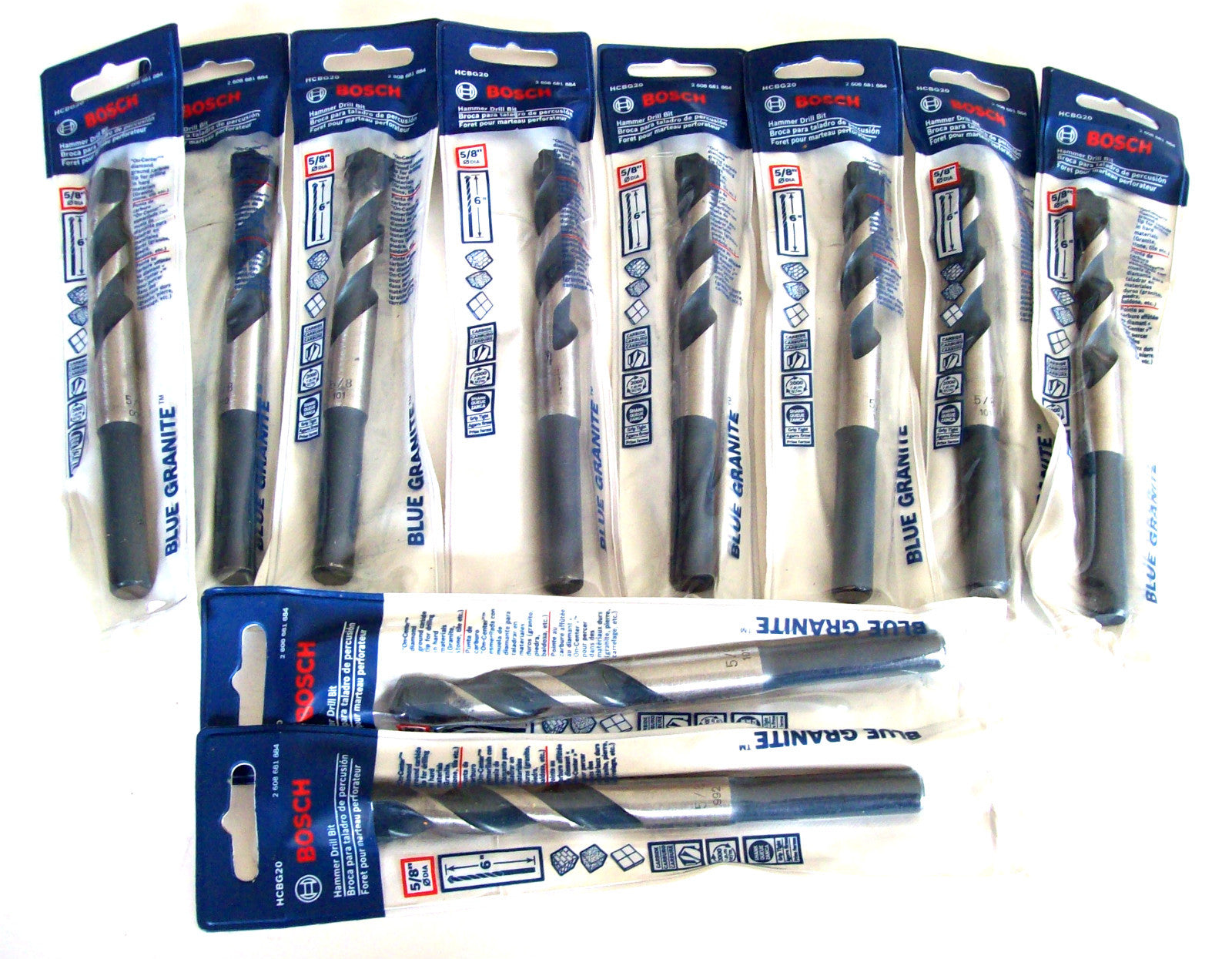 10 BOSCH 5/8" X 6" BLUE GRANITE HCBG20 CARBIDE HAMMER DRILL MASONRY BITS Opens i