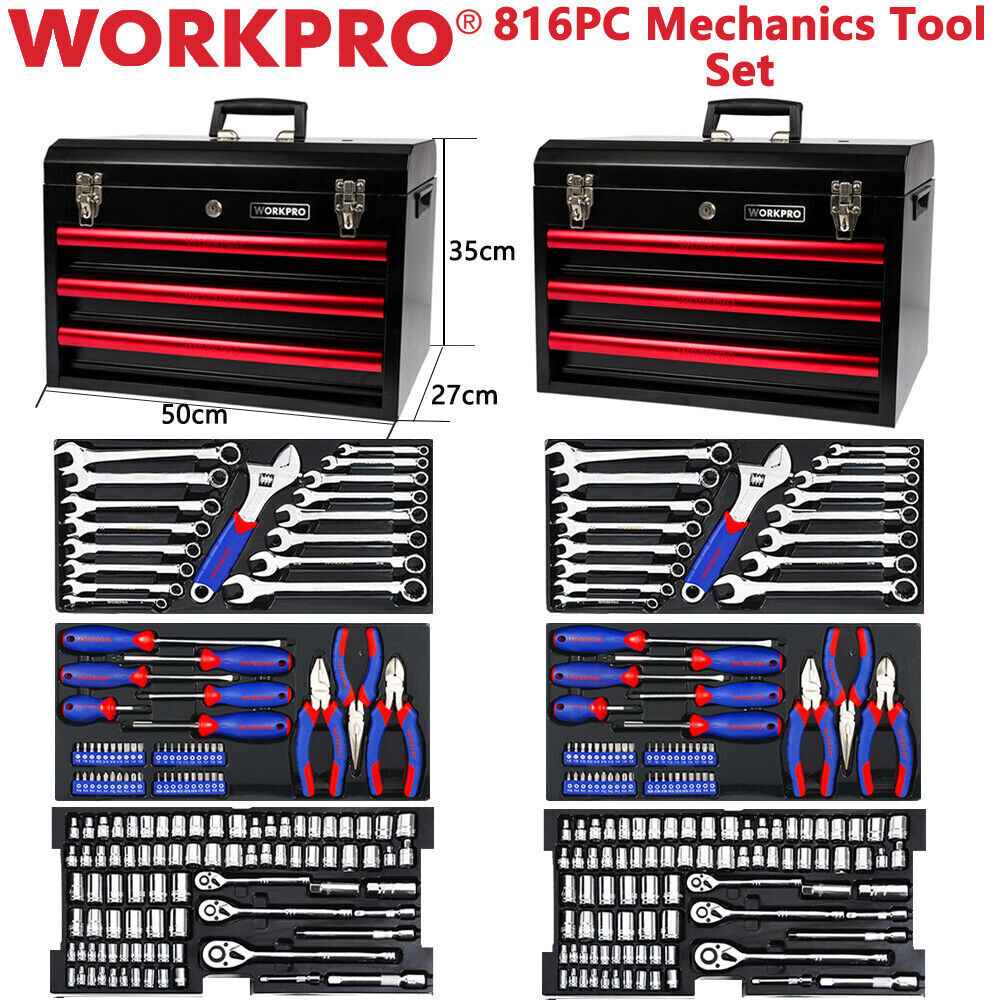 WORKPRO 816PCS Mechanics Tool Set Professional Hand Tool Kit
