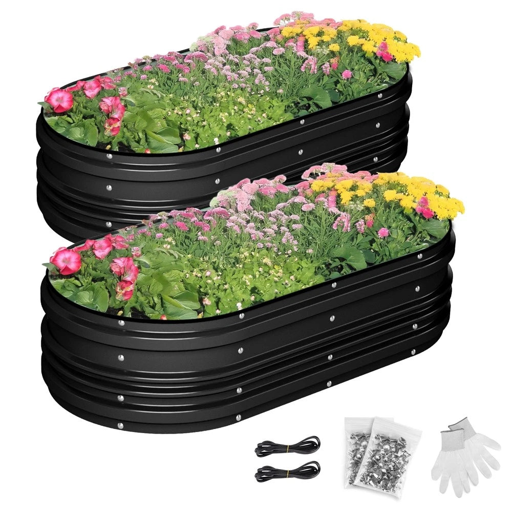 WORKPRO 2PK 4x2x1ft Galvanized Raised Garden Bed Kit Rust &amp; Corrosion Protection