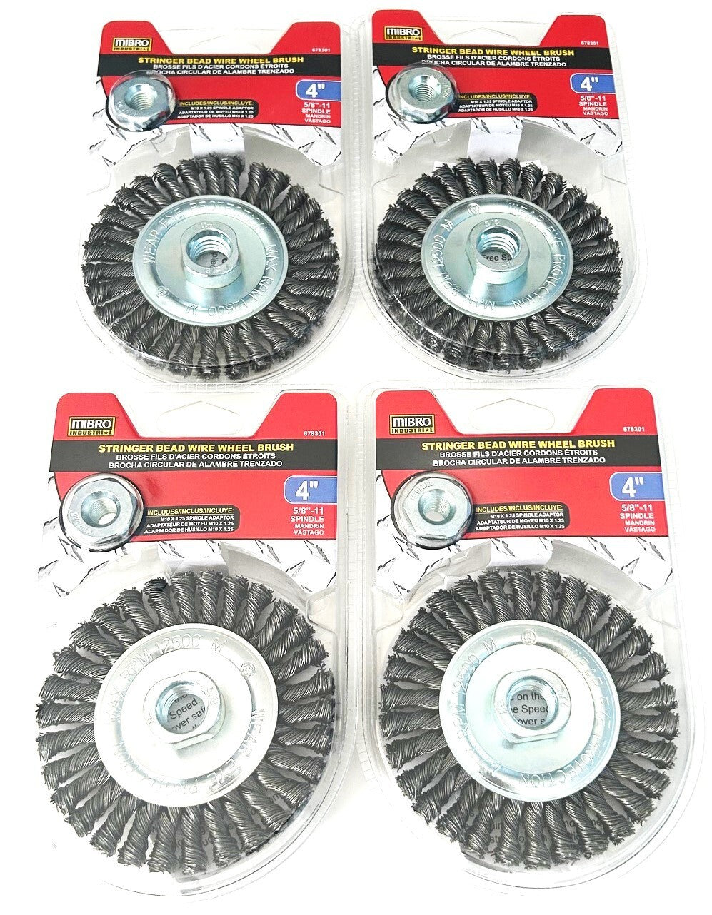 Mibro 4" Knotted Stringer Bead Wire Wheels - Angle Grinder by Mibro