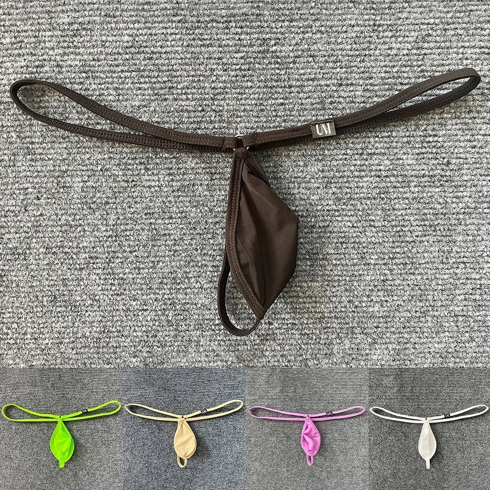 Low Rise Mens Thongs Underwear Gstring Large Pouch Thin Belt Tback