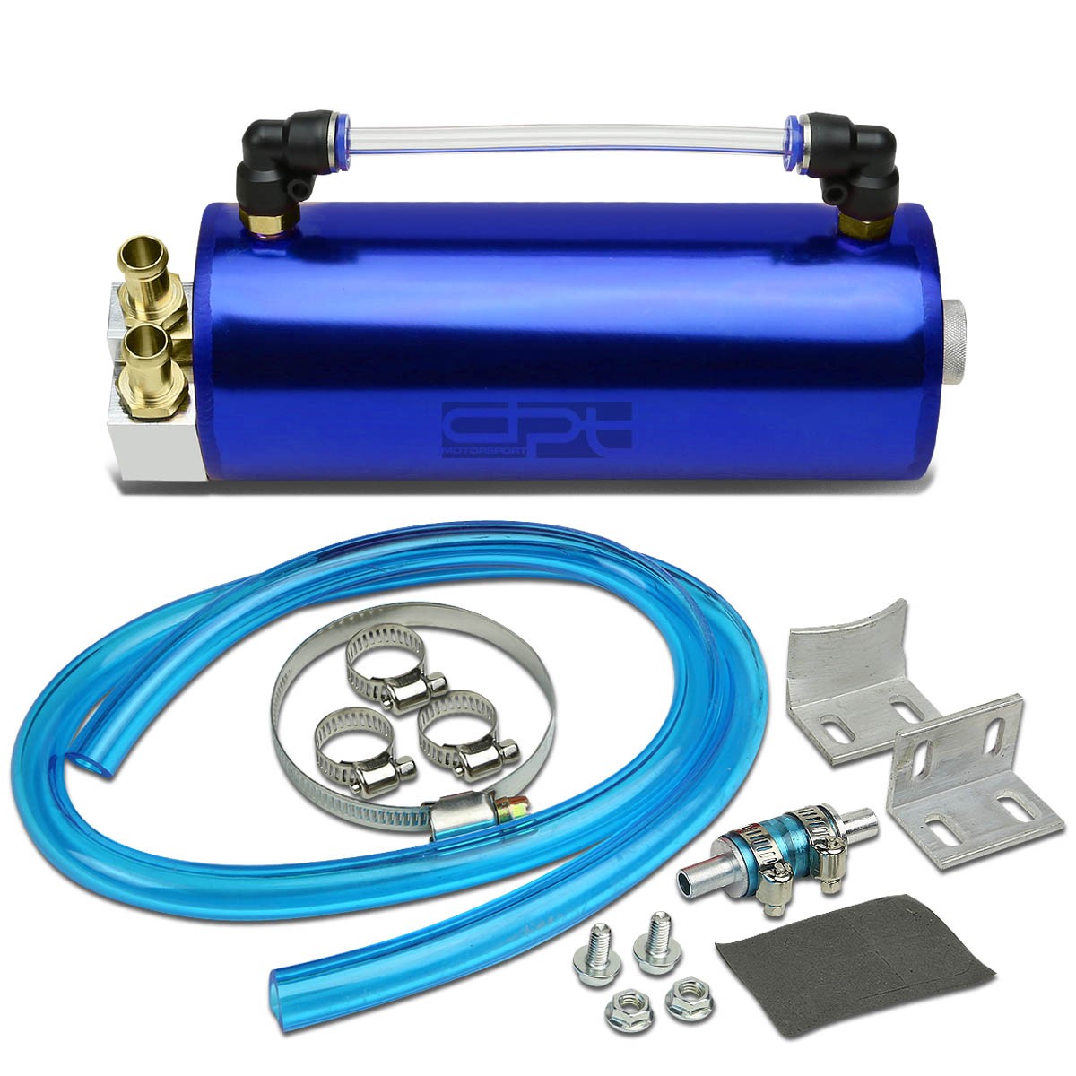 Jdm Billet Aluminum Round Blue Oil Catch Tank/Can Reservoir