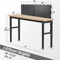 WORKPRO 72" Adjustable Workbench With 2PC 16"x32" Metal Pegboard Rubber Wood Top