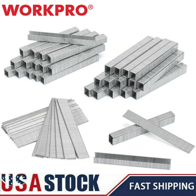 Workpro Heavy Duty T50 Staples Brad Nails Combo Kit 1/2" 3/8" 9/16"