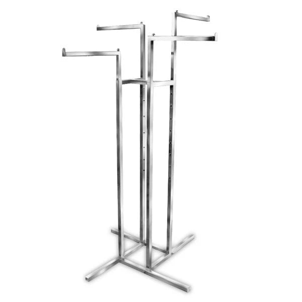 4 Way Chrome Adjustable Height Clothing Garment Display Rack 52" To