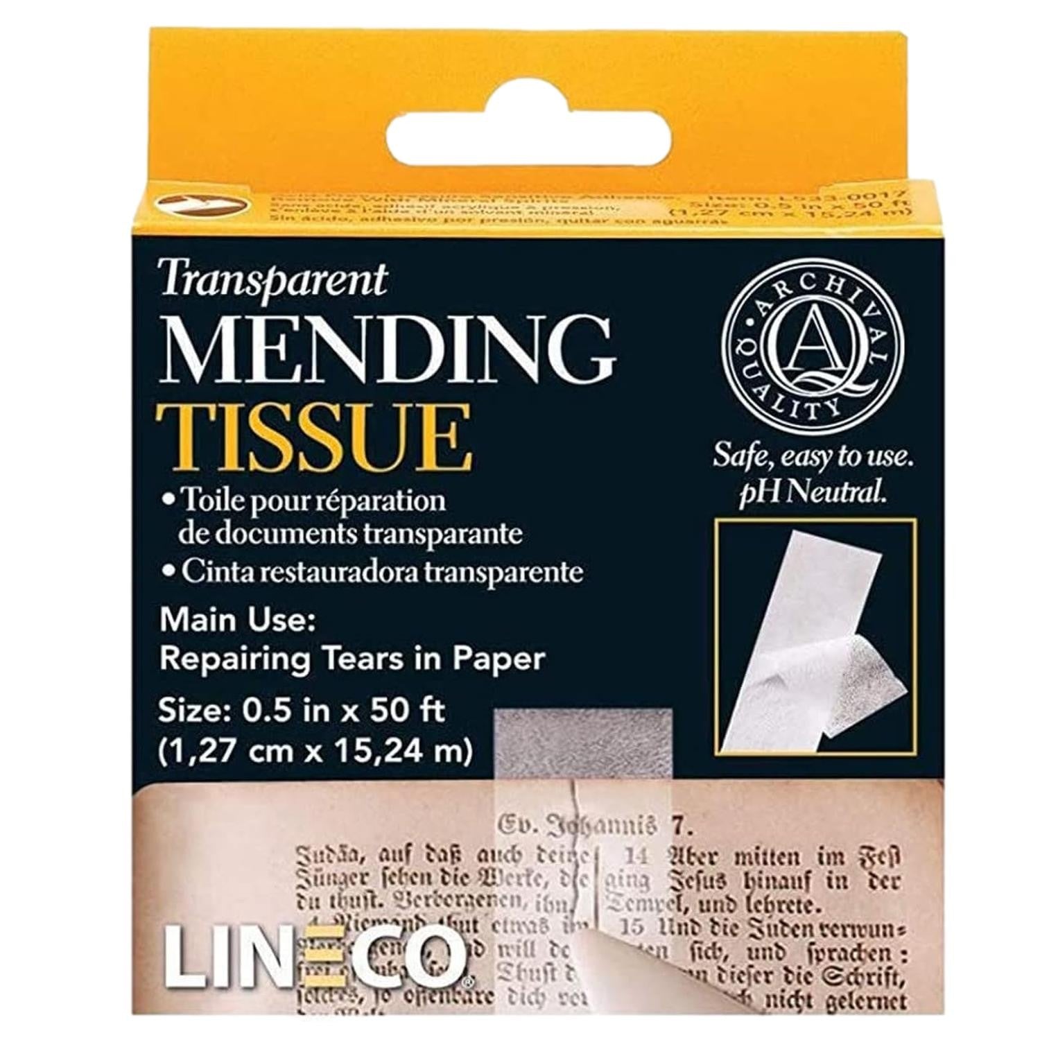 Lineco Document Mending Tissue Transparent Document Repair 13MM X 15M