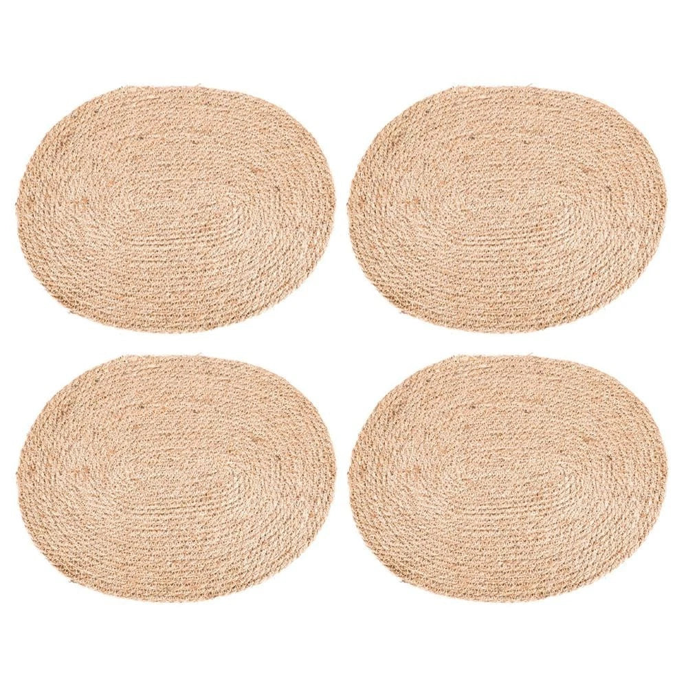 Oval Woven Table Mat Set Of 4 Heat Resistant Coasters For Kitchen And