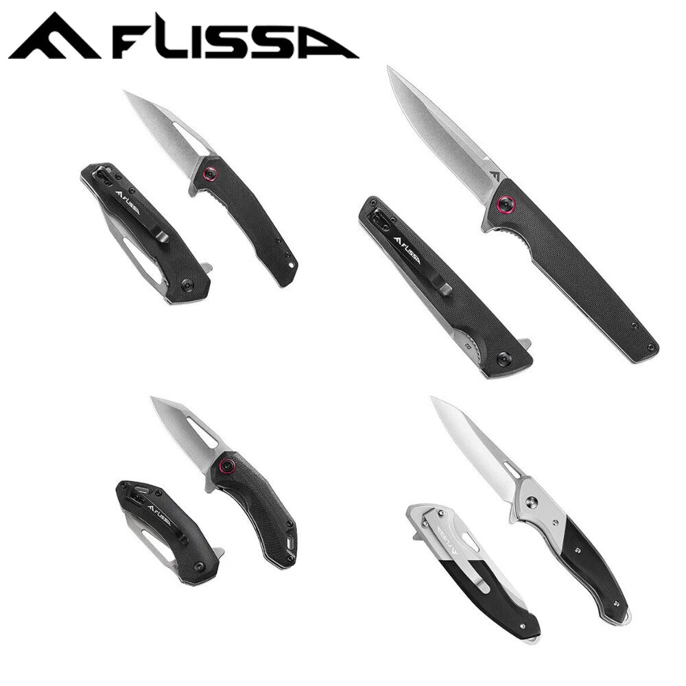Flissa Pocket Knife Folding Edc Knife G10 Handle Multi-size Pocket