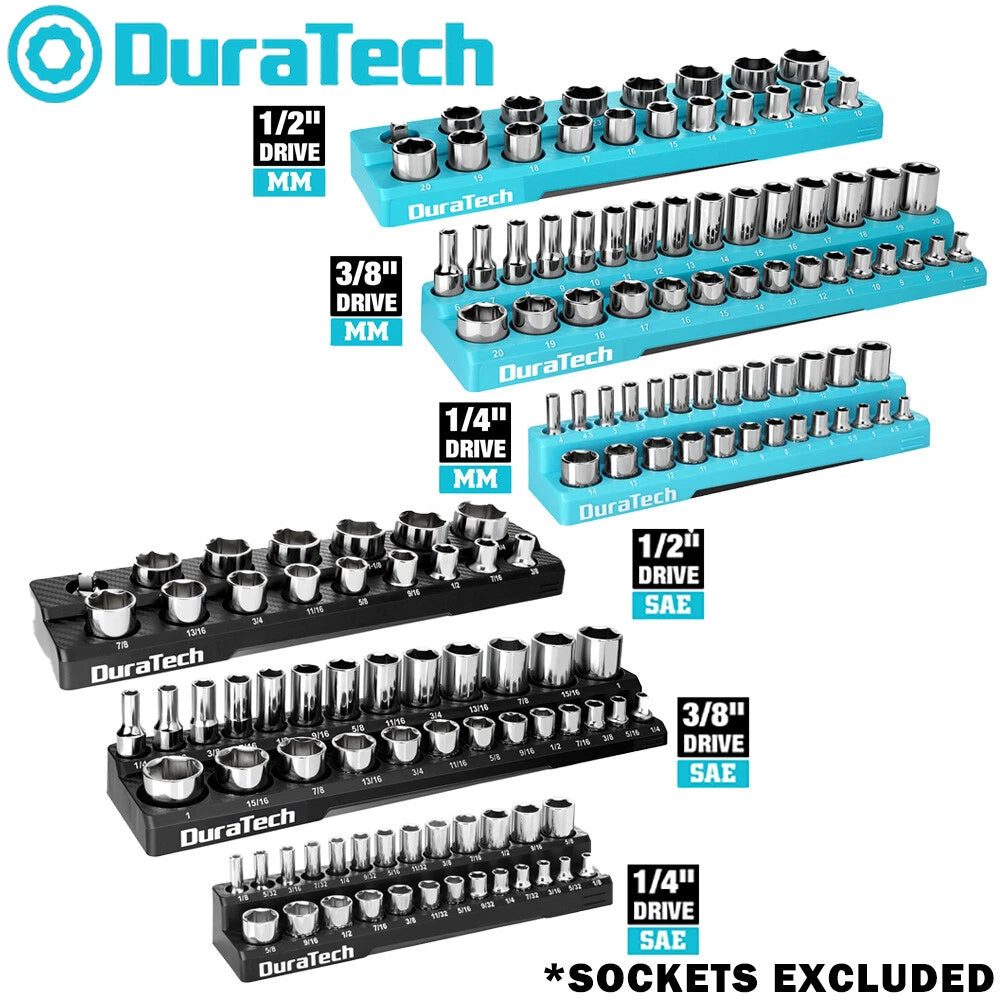 Duratech 1/4" 3/8" 1/2" Magnetic Socket Organizer Set Socket Tray Sae