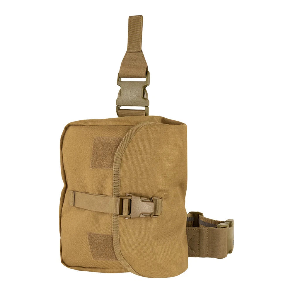 Hook And Loop Closure Tactical Gas Mask Drop Leg Pouch Rig Coyote