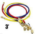 5ft R134a R410A R22 3 color HVAC AC Charging Hoses 1/4" Fitting w/ Ball Valves