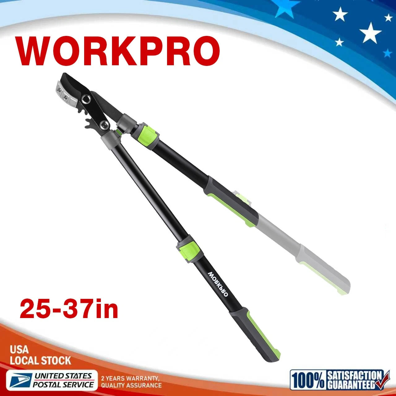 Workpro Extendable Anvil Lopper With 25-37" Branch Cutter Steel To 2"
