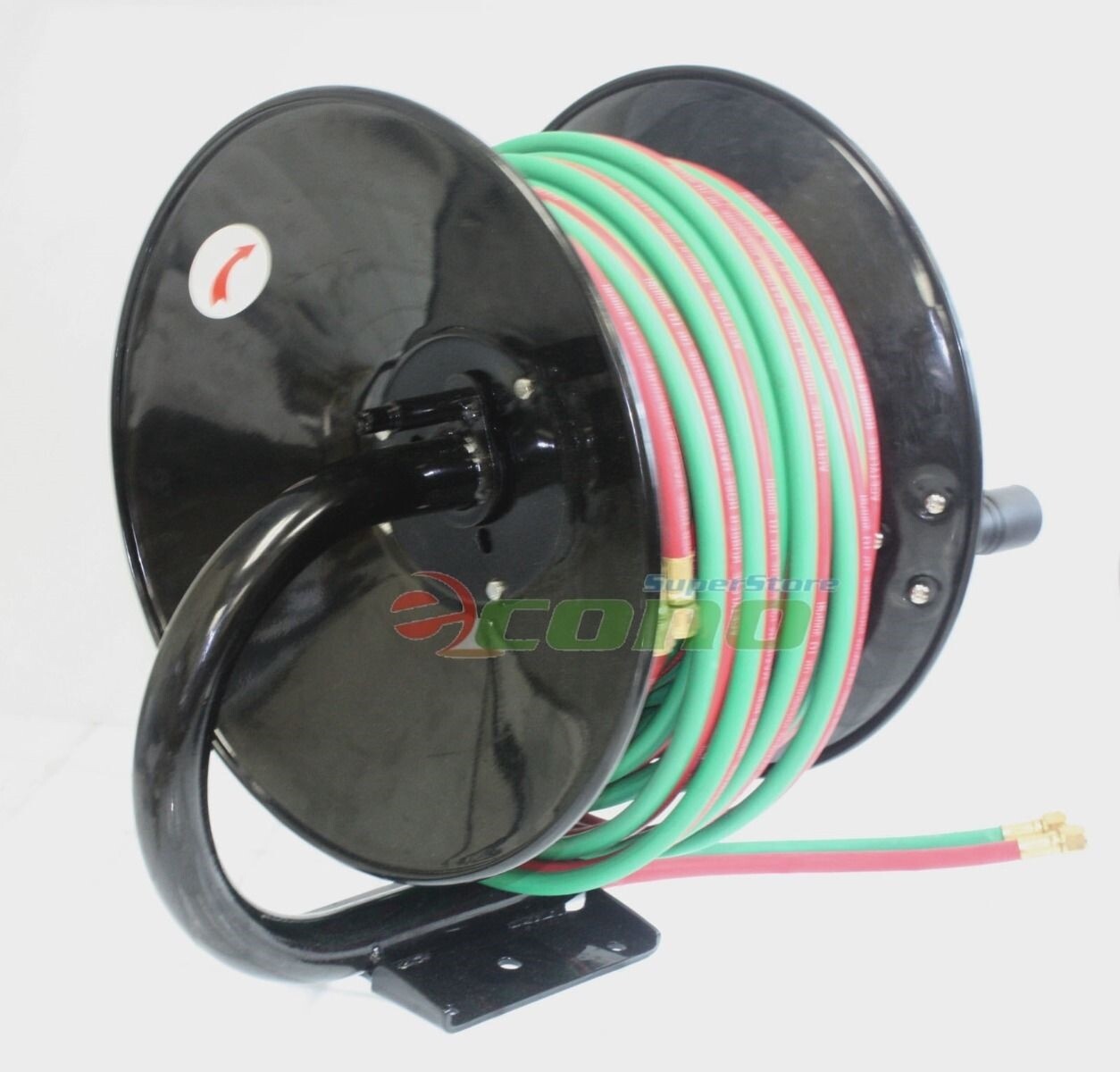 Manual Welding Hose Reel Mount with Twin Oxy Acetylene Hoses by Unbranded