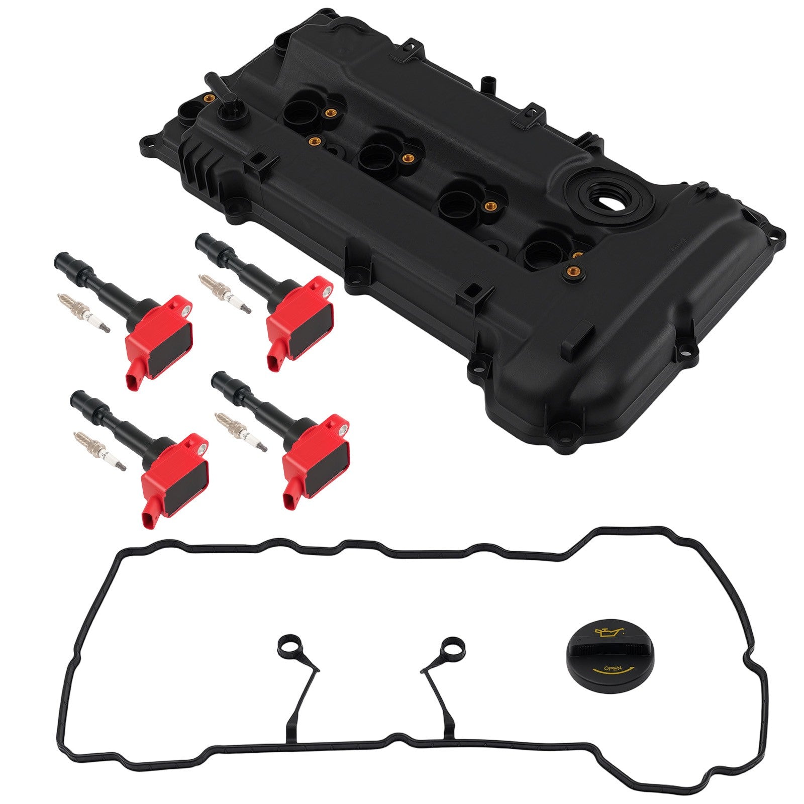 Red Engine Valve Cover & Coil Pack for 2018-2019 Hyundai Kona L4 2.0L