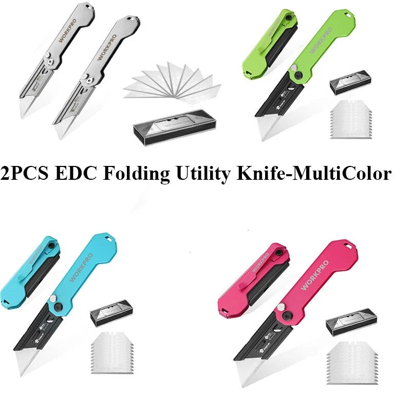Workpro Folding Utility Knife Box Cutter Blade Quick Change Razor
