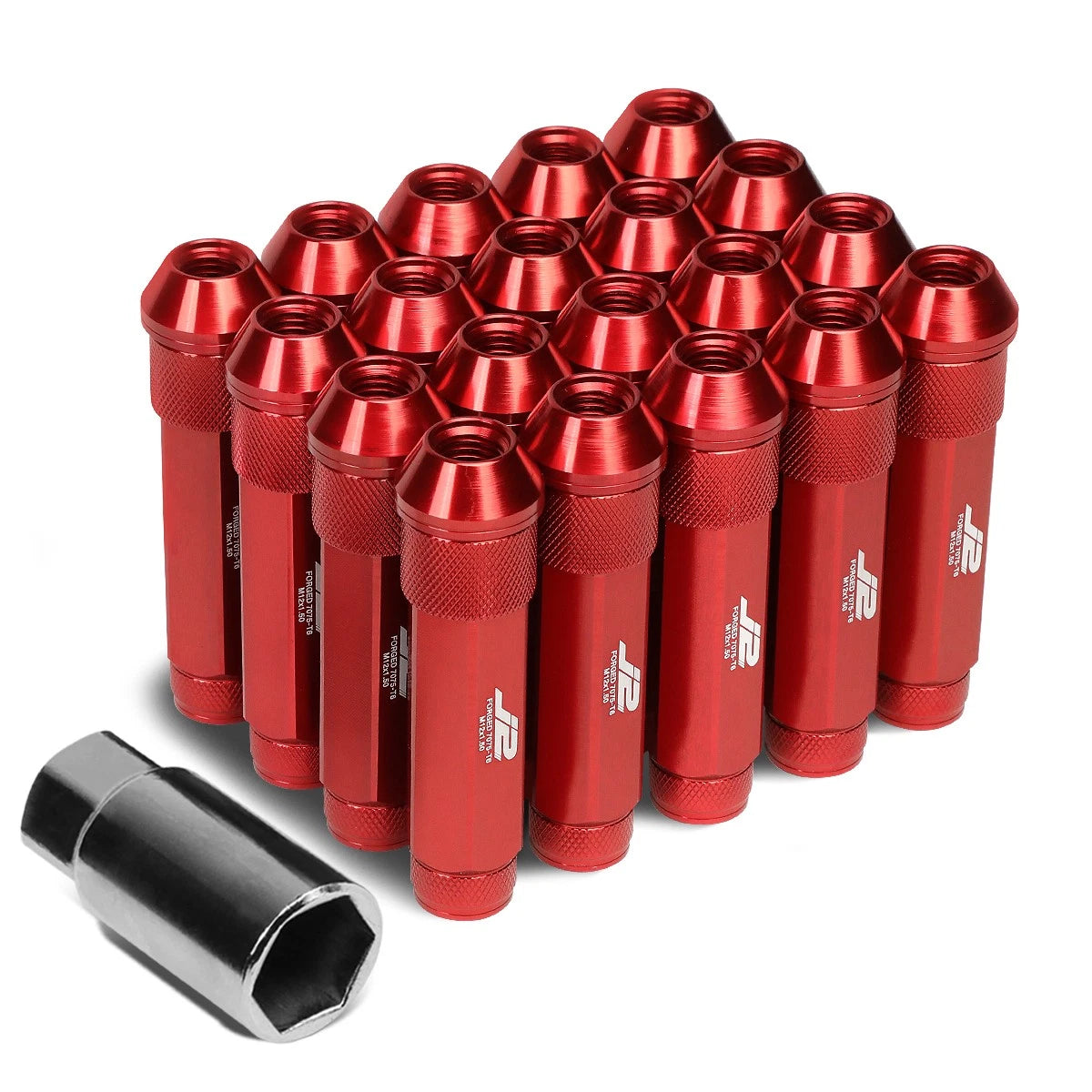 J2 7075 Forged Aluminum M12x1.5 9 Cm Open-end Lug Nut Set W/adapter
