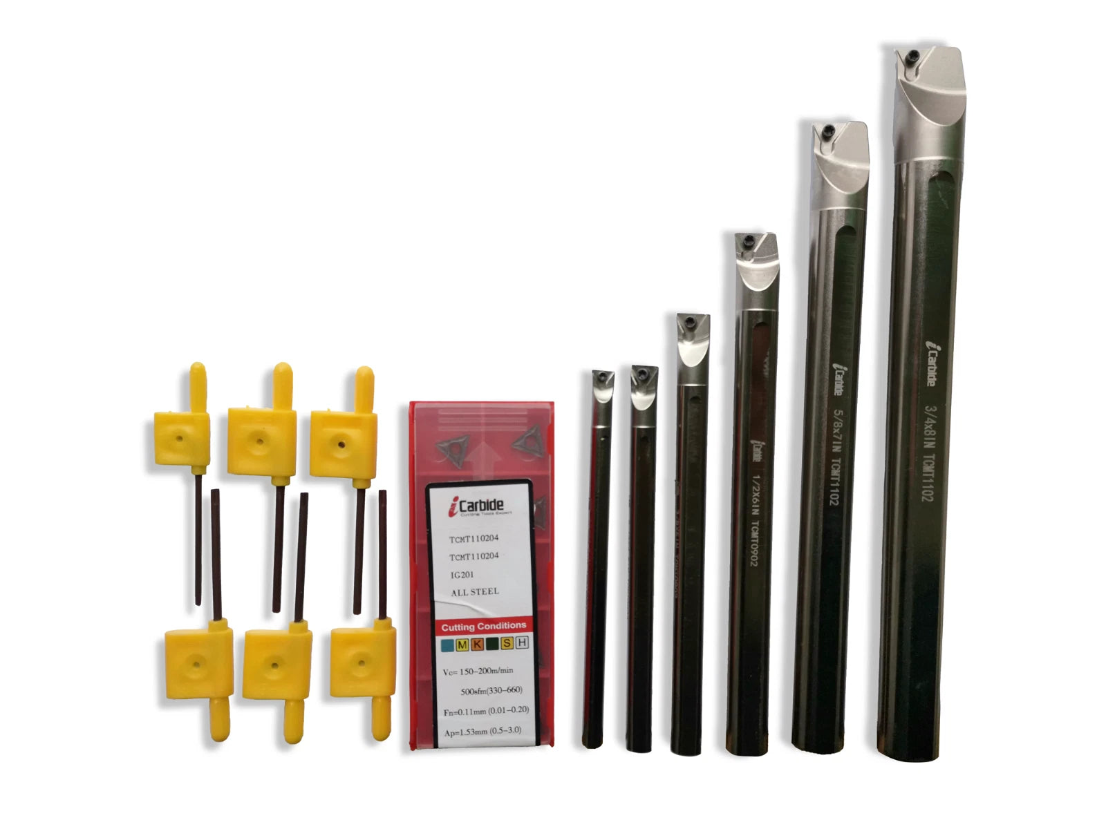 NEW 6PCS 1/4"-3/4 "SHANK INDEXABLE BORING BAR  +6PCS TCMT1102 CARBIDE INSERTS