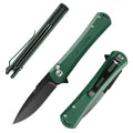 Flissa Folding Pocket Knife 4.5" Steel Blades Pocket Clip Button Lock