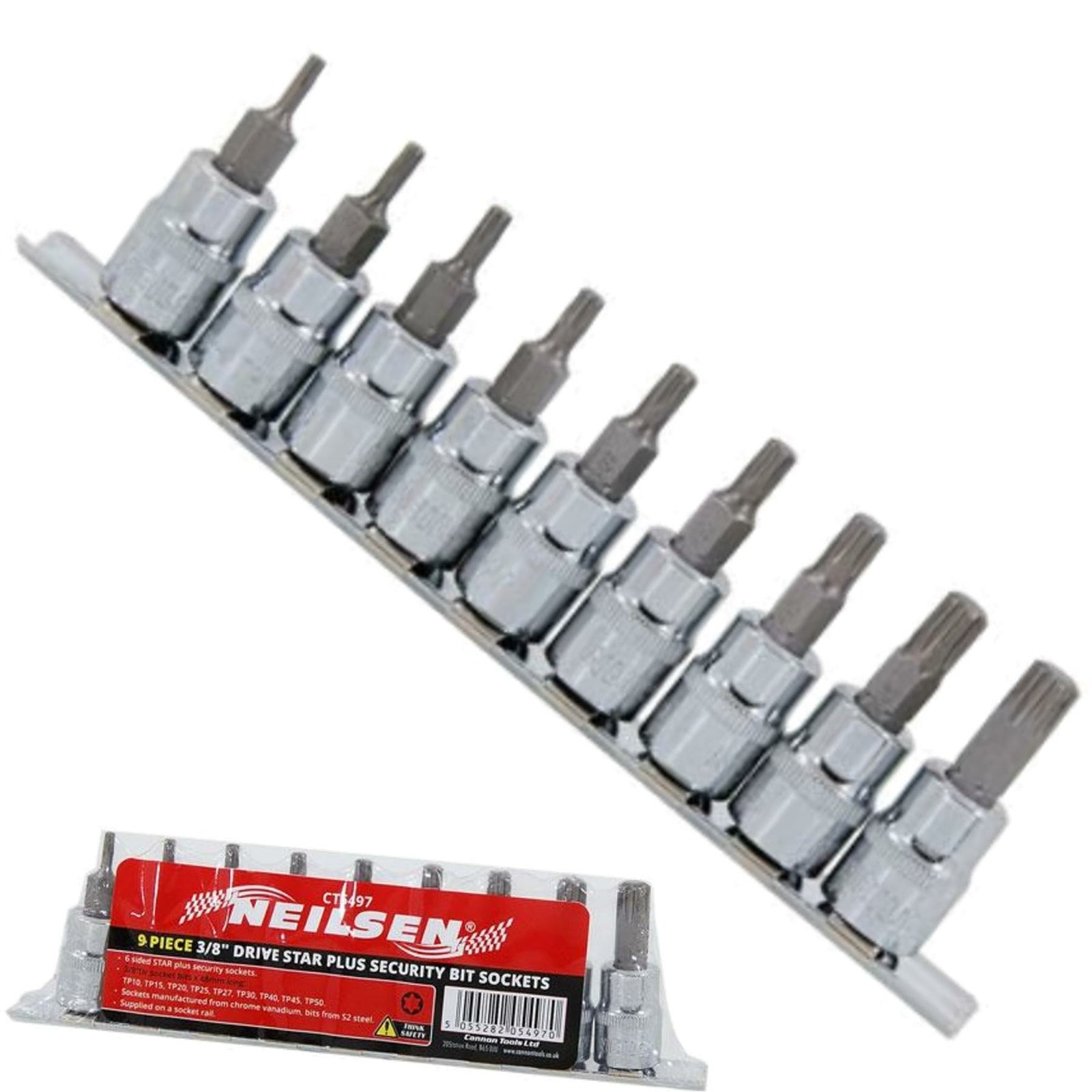 Neilsen Star Plus Security Bit Sockets 9pc