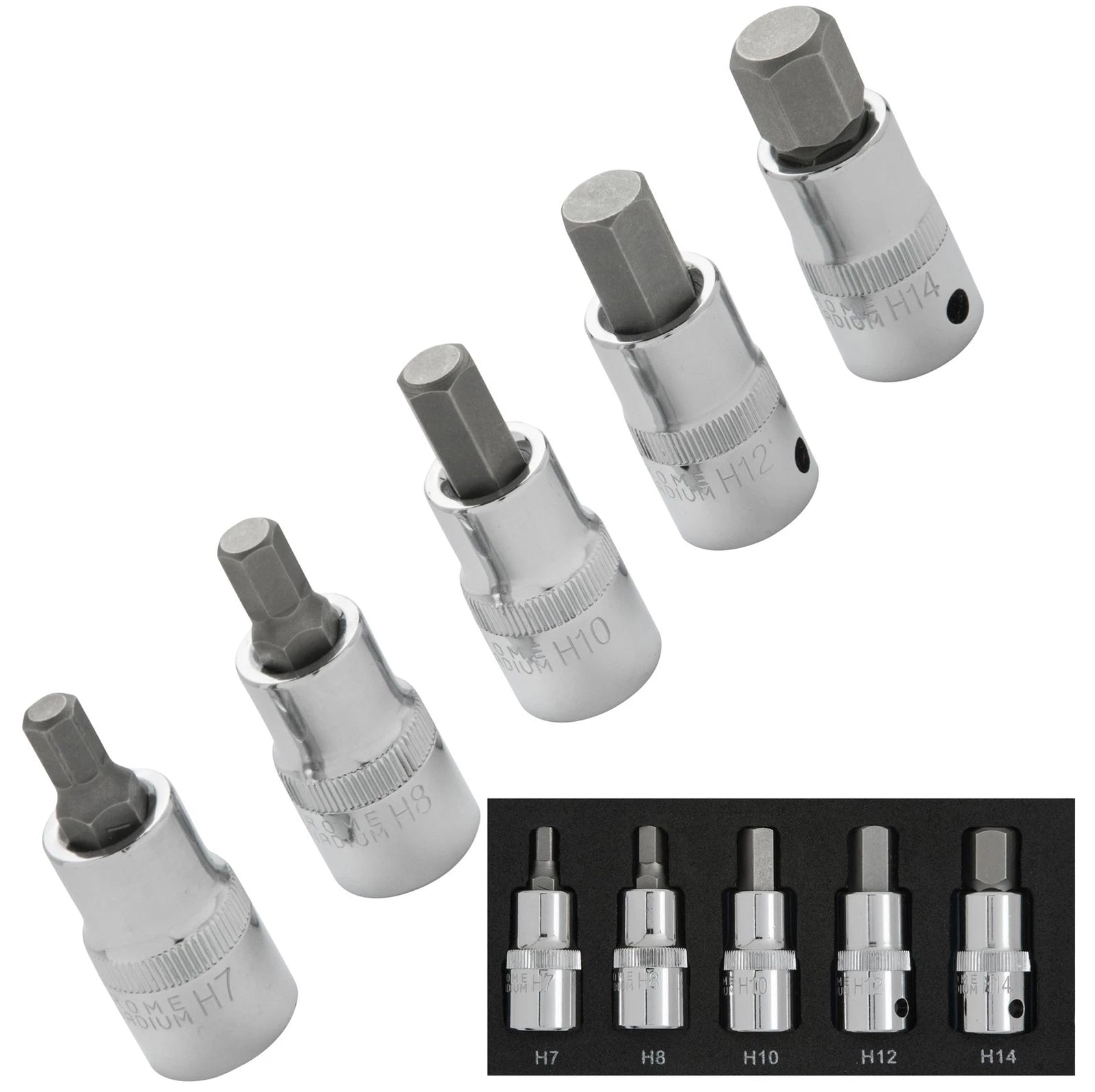 Bluespot Hex Socket Set H7 - H14 Metric 1/2" Drive Allen Key Sockets