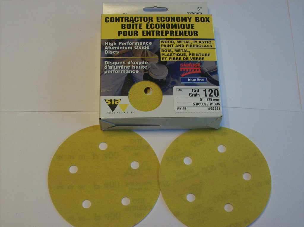 SIAFAST 5" Hook & Loop Sanding Discs 120 Grit by SIAFAST