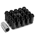 Open End M12x1.5 50mm Tall 25mm Od Black Aluminum Jdm Lug Nuts+adapter