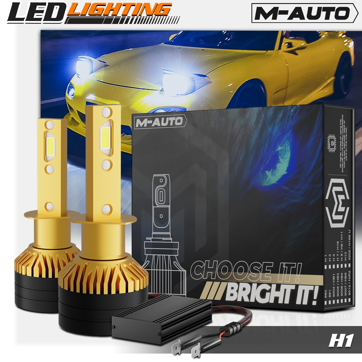 2x H1 6500K 12V/24V Headlight LED Bulb High/Low Beam Fo