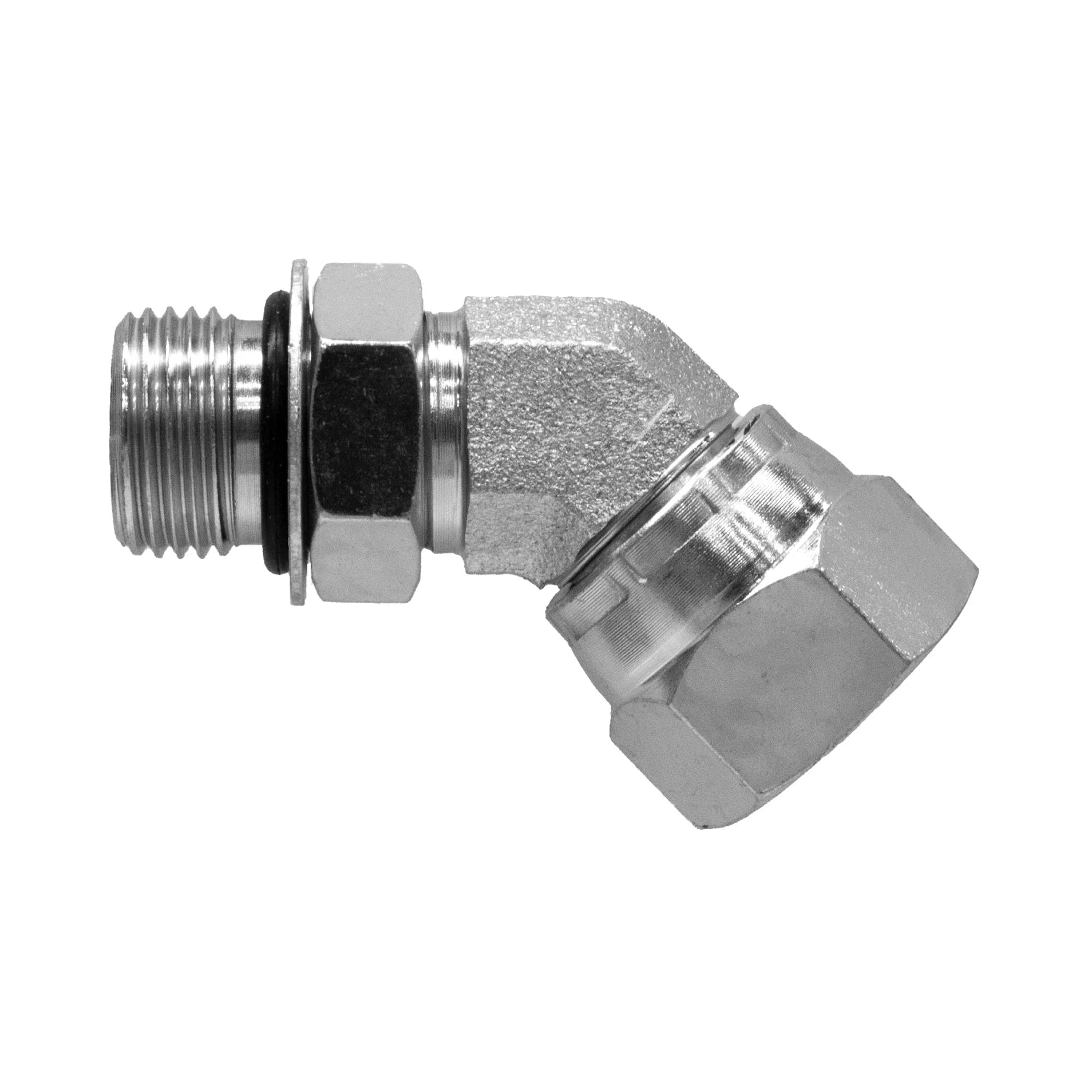 Hydraulic Adapter 1" Male Boss Swivel X 3/4" Female Pipe Swivel 45