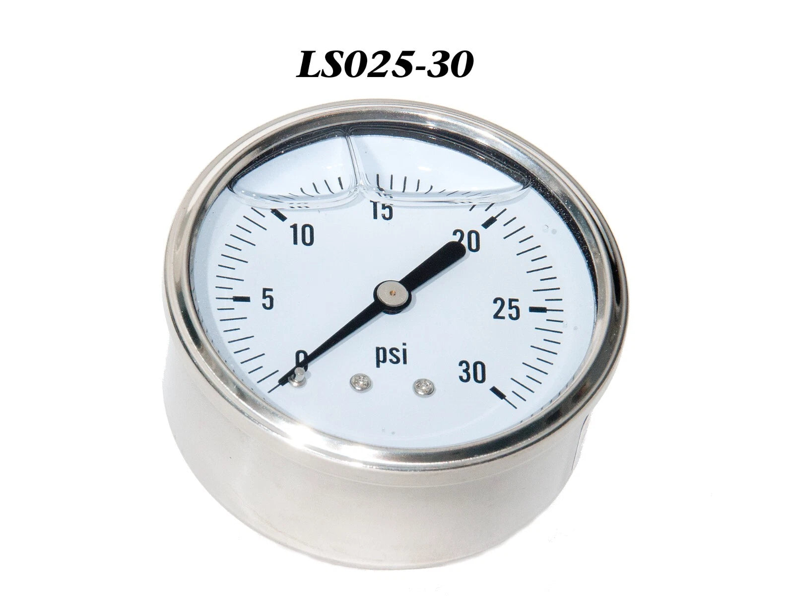 Pressure Gauge 0-30PSI, Liquid Filled 2.5” Stainless Steel 1/4" Npt