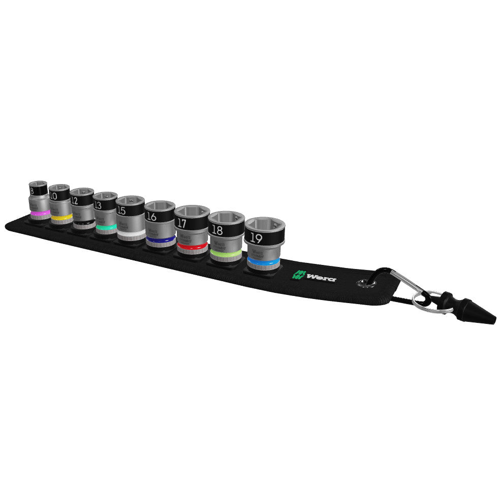 Wera 9 Piece Socket Set 8-19mm on Rail