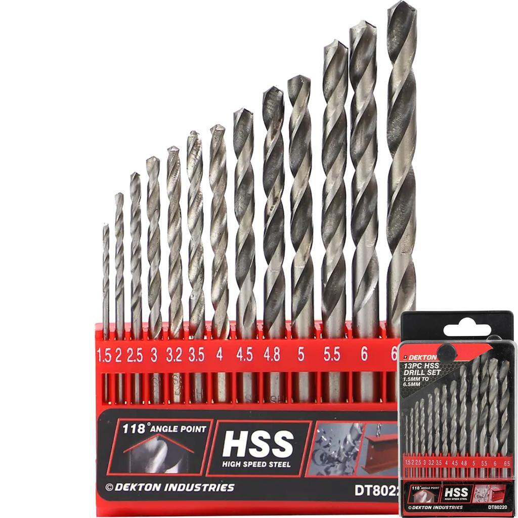 Neilsen 13pc HSS Steel Drill Set - Metric 1.5mm - 6.5mm by Neilsen