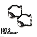 New Lot 2, 5 Led Bulbs Headlamp Camping Hiking Head Light Lamp Torch