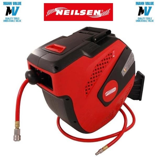 30m/100ft Automatic Retractable Air Line Hose Reel 3/8 2" PVC Mesh Wal