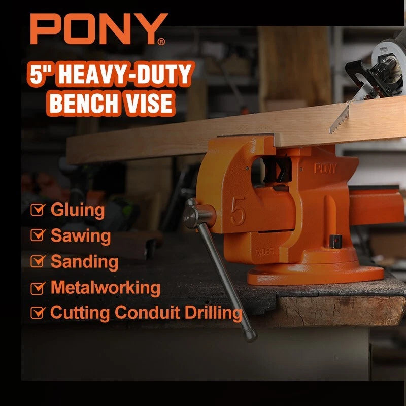 Pony Heavy-duty Bench Vise 5-inch Utility | Built Supply Co