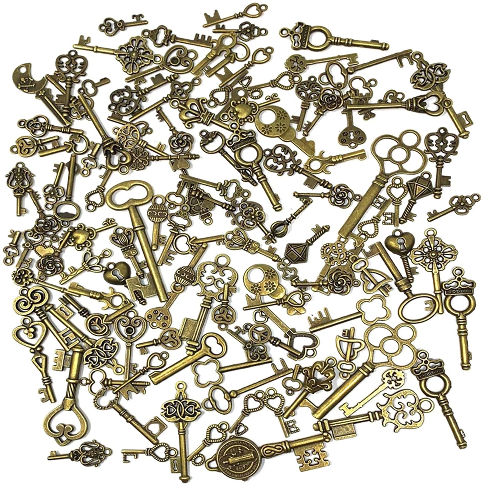 Lot Vintage Style Antique Mixed Skeleton Keys Furniture Cabinet Old