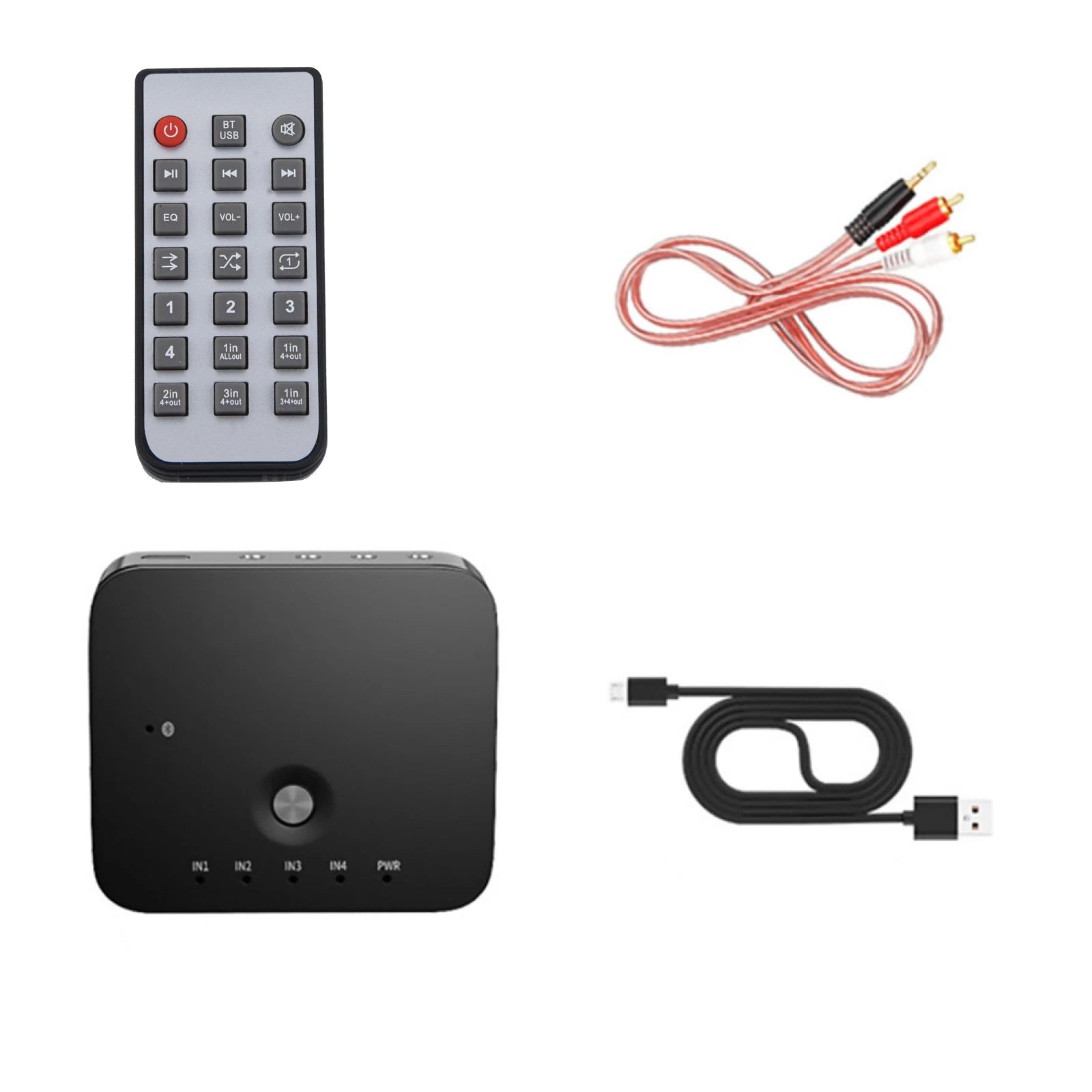 Audio Switcher With Rca Cable Usb Cable Bluetooth Receiver Switch Box