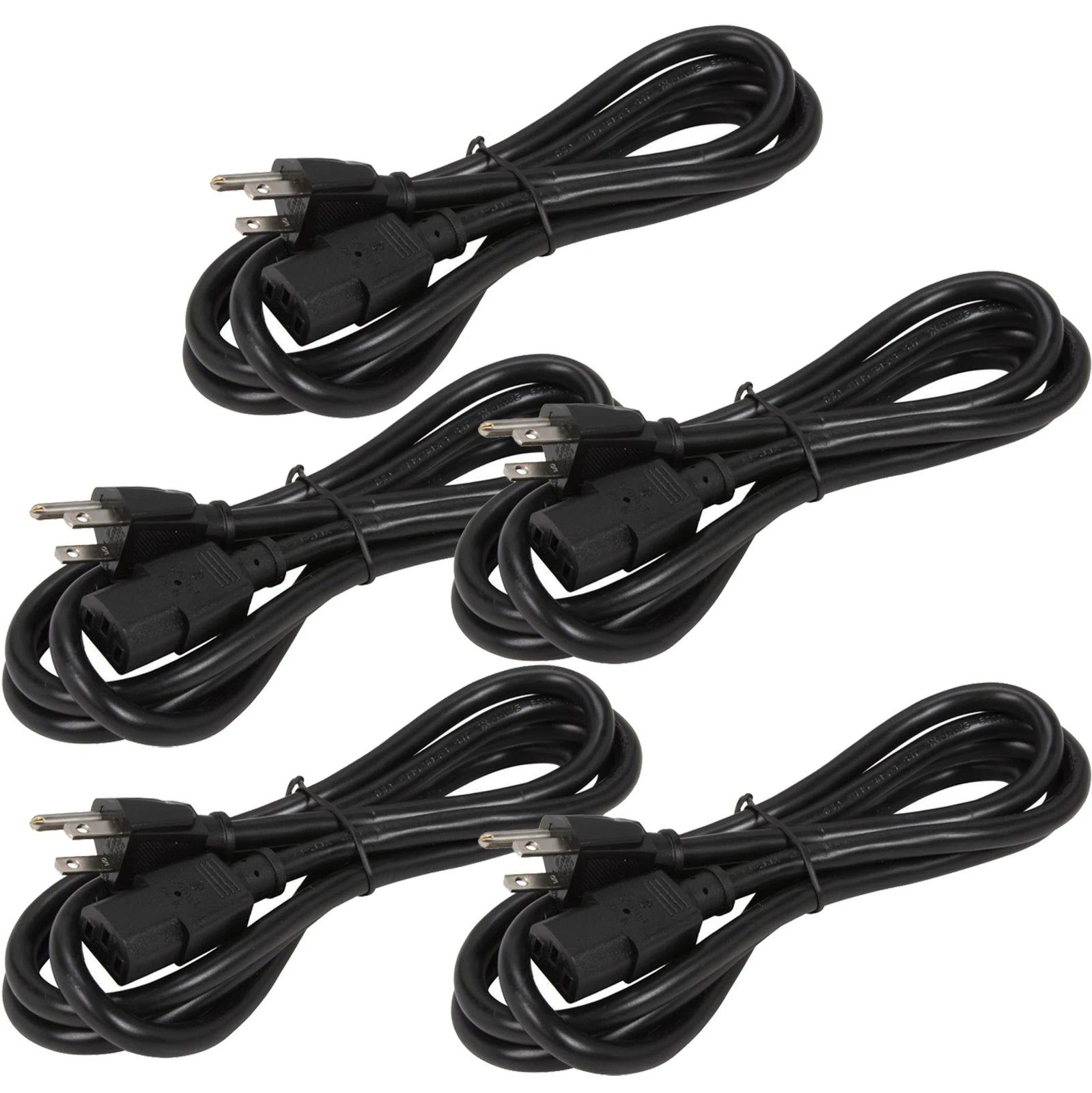 5pk 6ft 16 Awg Universal Power Cord (Iec320 C13 To Nema 5-15p) Pc