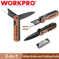 Workpro 2-in-1 Folding Knife Utility Knife Quick-change Box Cutter