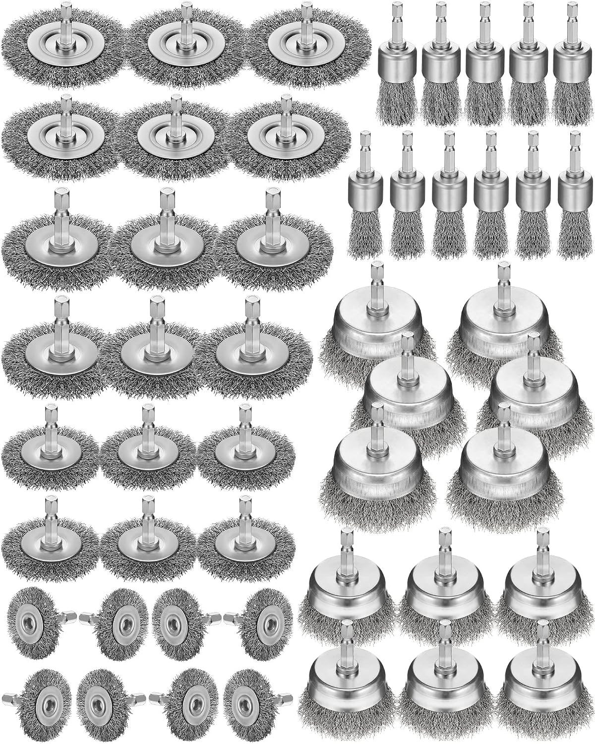 50 Pcs Wire Brush for Drill Set Coarse Steel Crimping Wire Wheel Wire